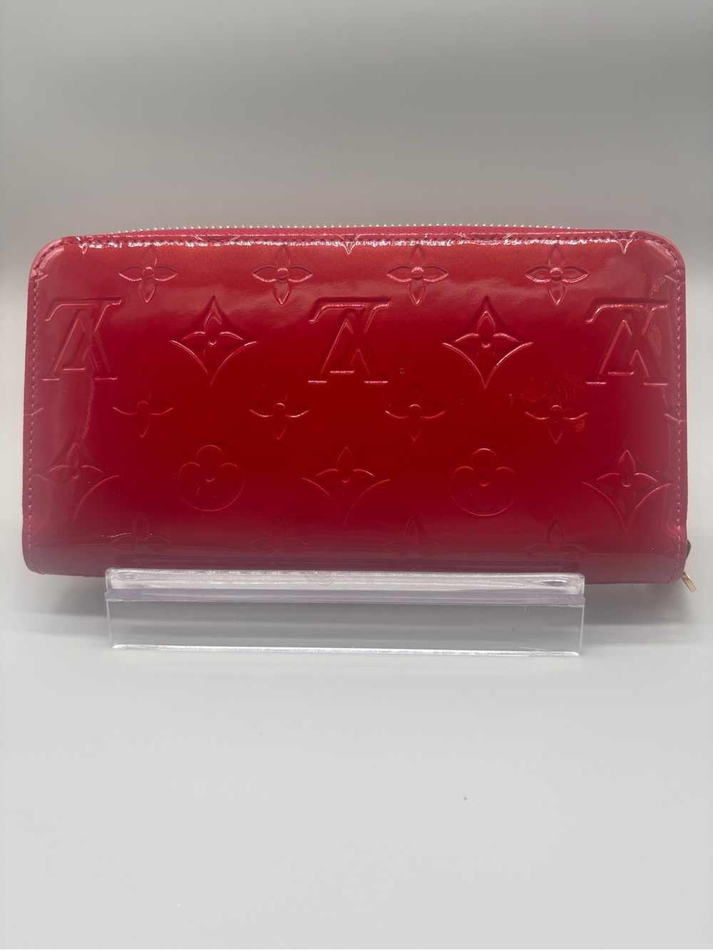 Louis Vuitton Red Vernis Monogram Zip Wallet